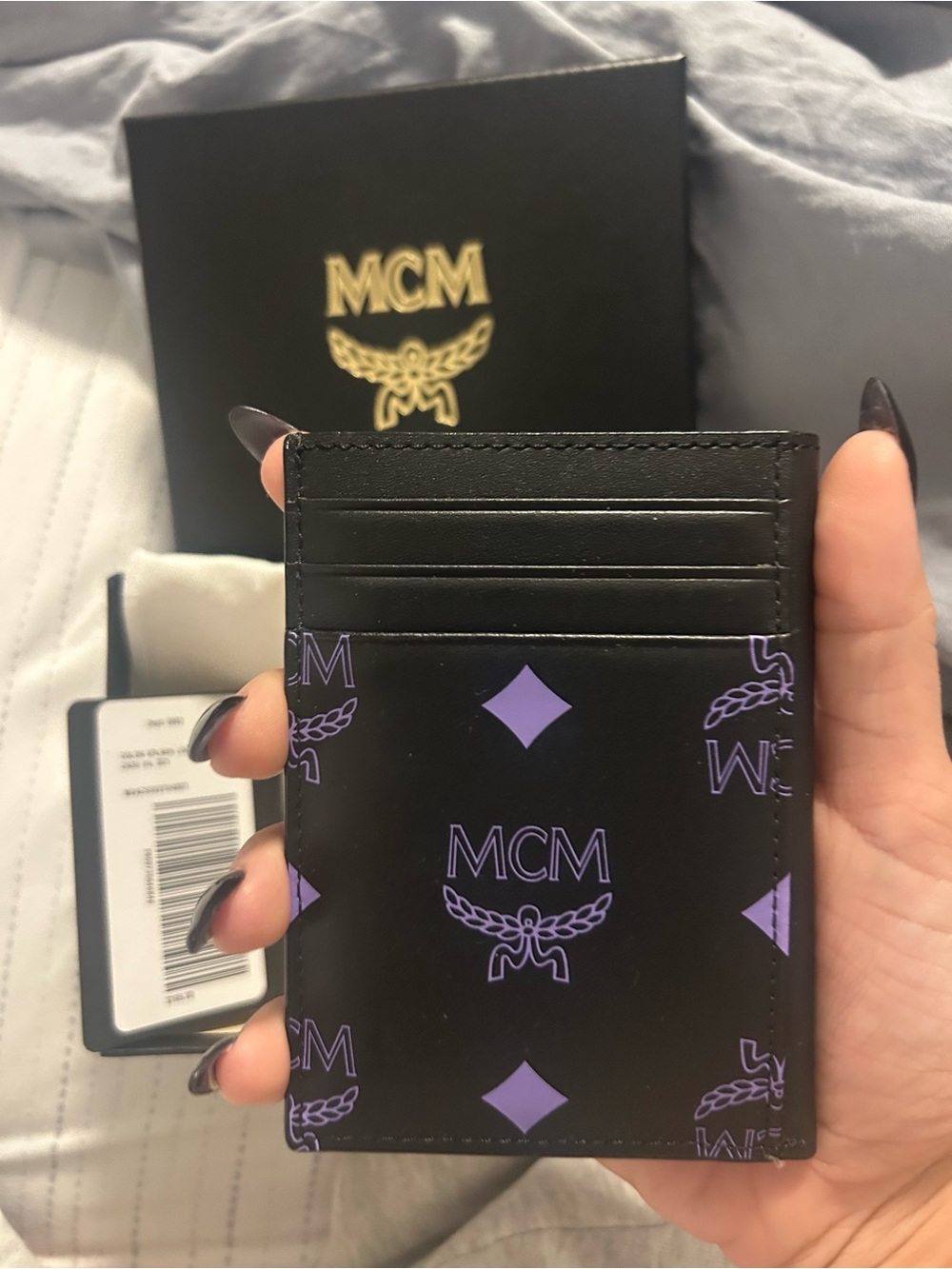 MCM Visetos Monogram Black & Purple Logo Card HolderNWT - Picture 3 of 4
